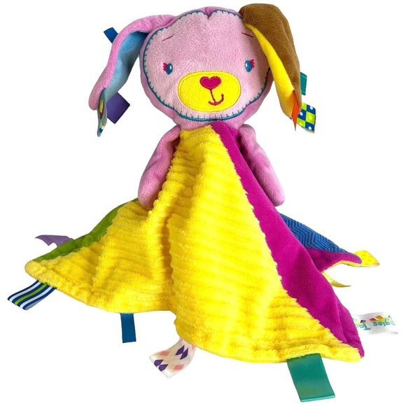 Taggies Bunny Rabbit Lovey Patchkin Pals Pink Plush Security Blanket Toy Sensory - Picture 1 of 13
